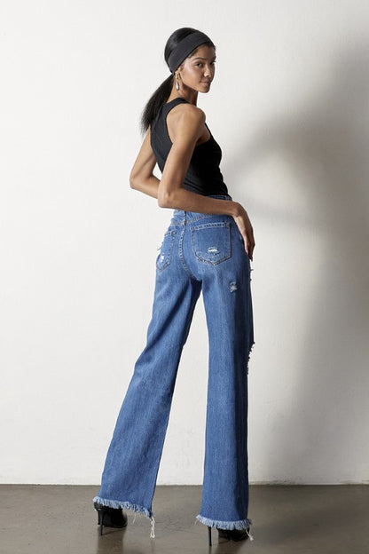 Distressed Frayed Hem Dad Jeans - Tigbul's Variety Fashion Shop
