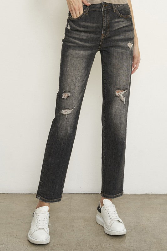 Distressed Girlfriend Jeans - Tigbul's Variety Fashion Shop