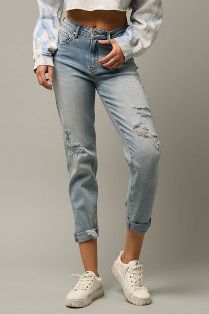 Distressed Girlfriend Jeans - Tigbul's Variety Fashion Shop