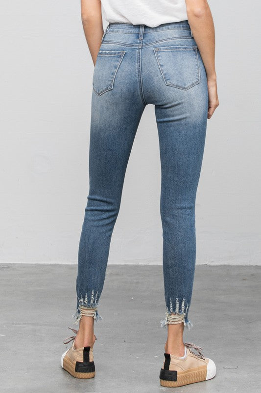 Distressed Raw Hem Skinny Jeans - Tigbul's Variety Fashion Shop