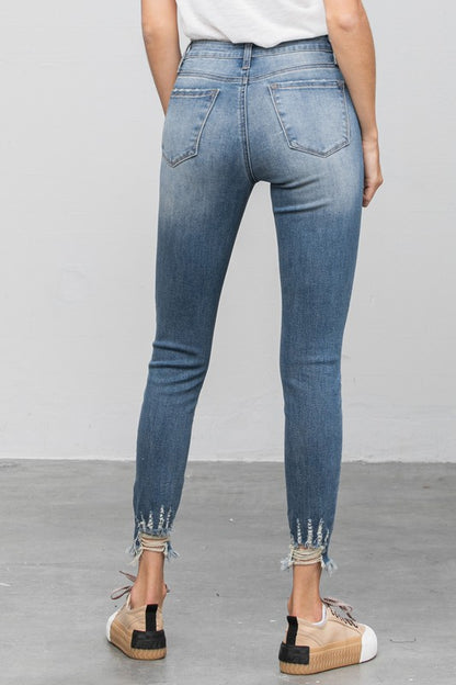 Distressed Raw Hem Skinny Jeans - Tigbul's Variety Fashion Shop