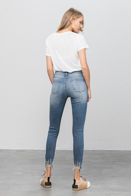 Distressed Raw Hem Skinny Jeans - Tigbul's Variety Fashion Shop