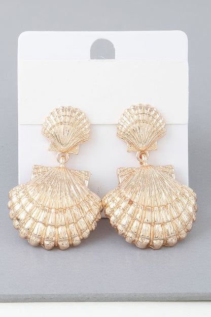 Double Clamshell Drop Earrings - Tigbul's Variety Fashion Shop