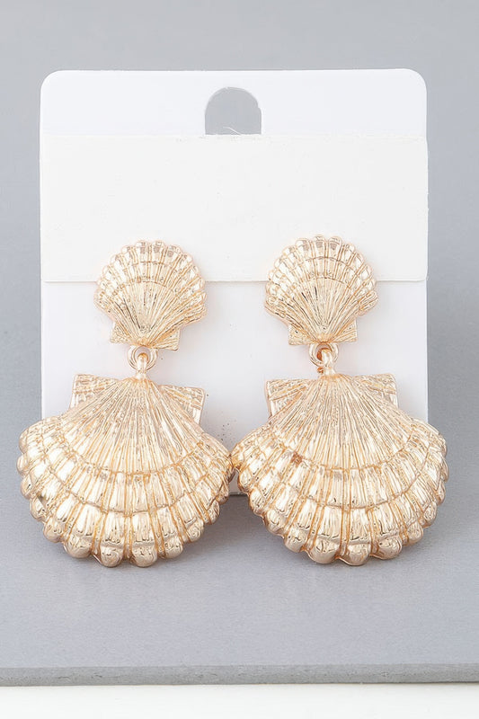 Double Clamshell Drop Earrings - Tigbul's Variety Fashion Shop