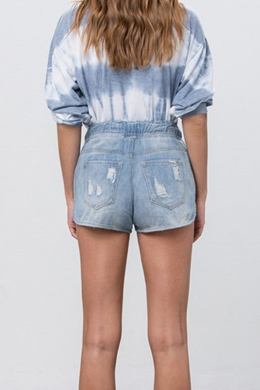 Drawstring Jogger Denim Shorts - Tigbul's Variety Fashion Shop