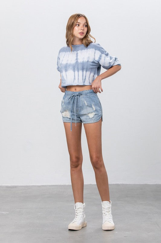 Drawstring Jogger Denim Shorts - Tigbul's Variety Fashion Shop