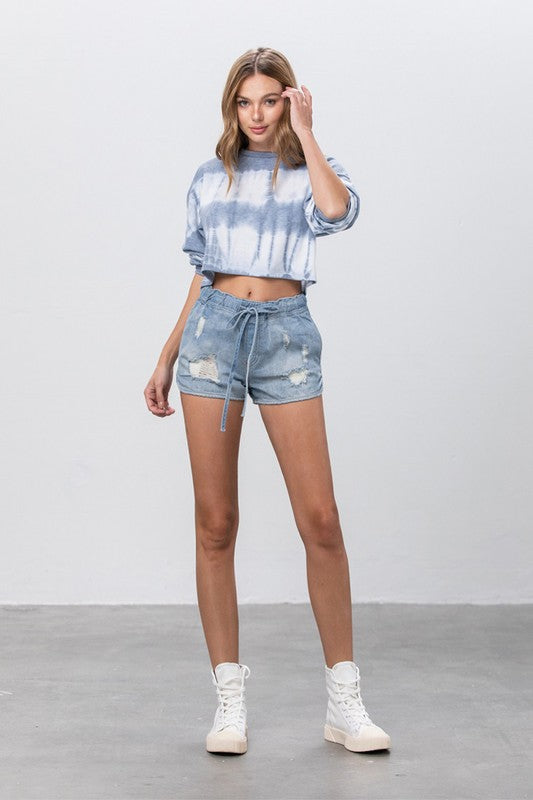 Drawstring Jogger Denim Shorts - Tigbul's Variety Fashion Shop