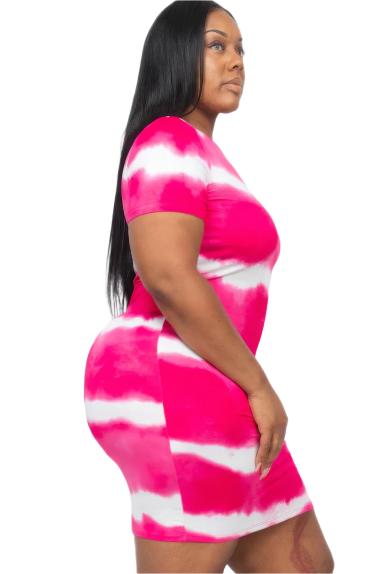 Plus Size Tie-dye Print Bodycon Dress - Tigbul's Variety Fashion Shop