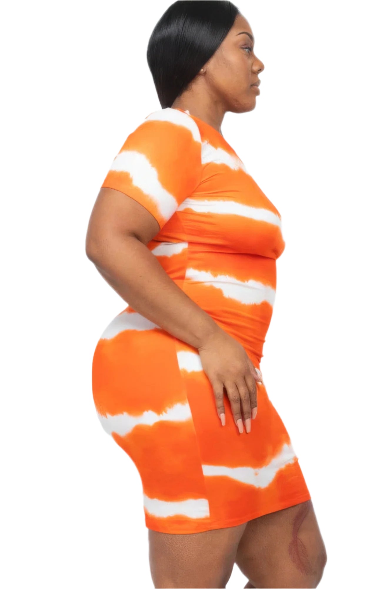 Plus Size Tie-dye Print Bodycon Dress - Tigbul's Variety Fashion Shop