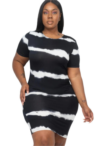 Plus Size Tie-dye Print Bodycon Dress - Tigbul's Variety Fashion Shop