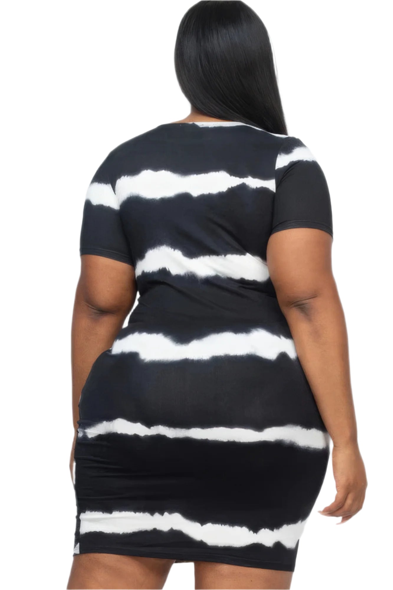 Plus Size Tie-dye Print Bodycon Dress - Tigbul's Variety Fashion Shop