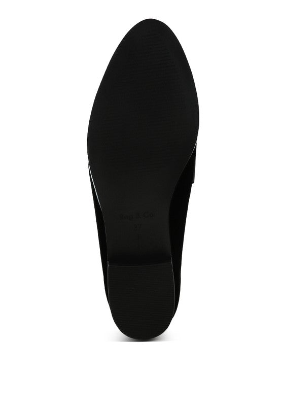 Black suede loafer sole view from underneath