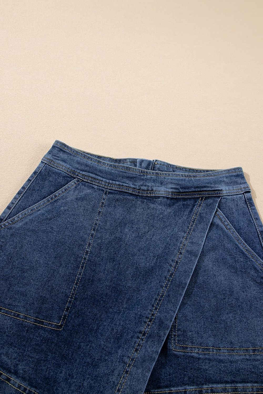 Asymmetrical Denim Skort with Pockets - Tigbul's Variety Fashion Shop