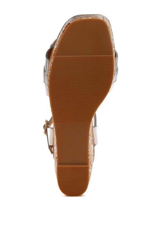 Emelda Chain Link Detail Wedge Sandals - Tigbul's Variety Fashion Shop