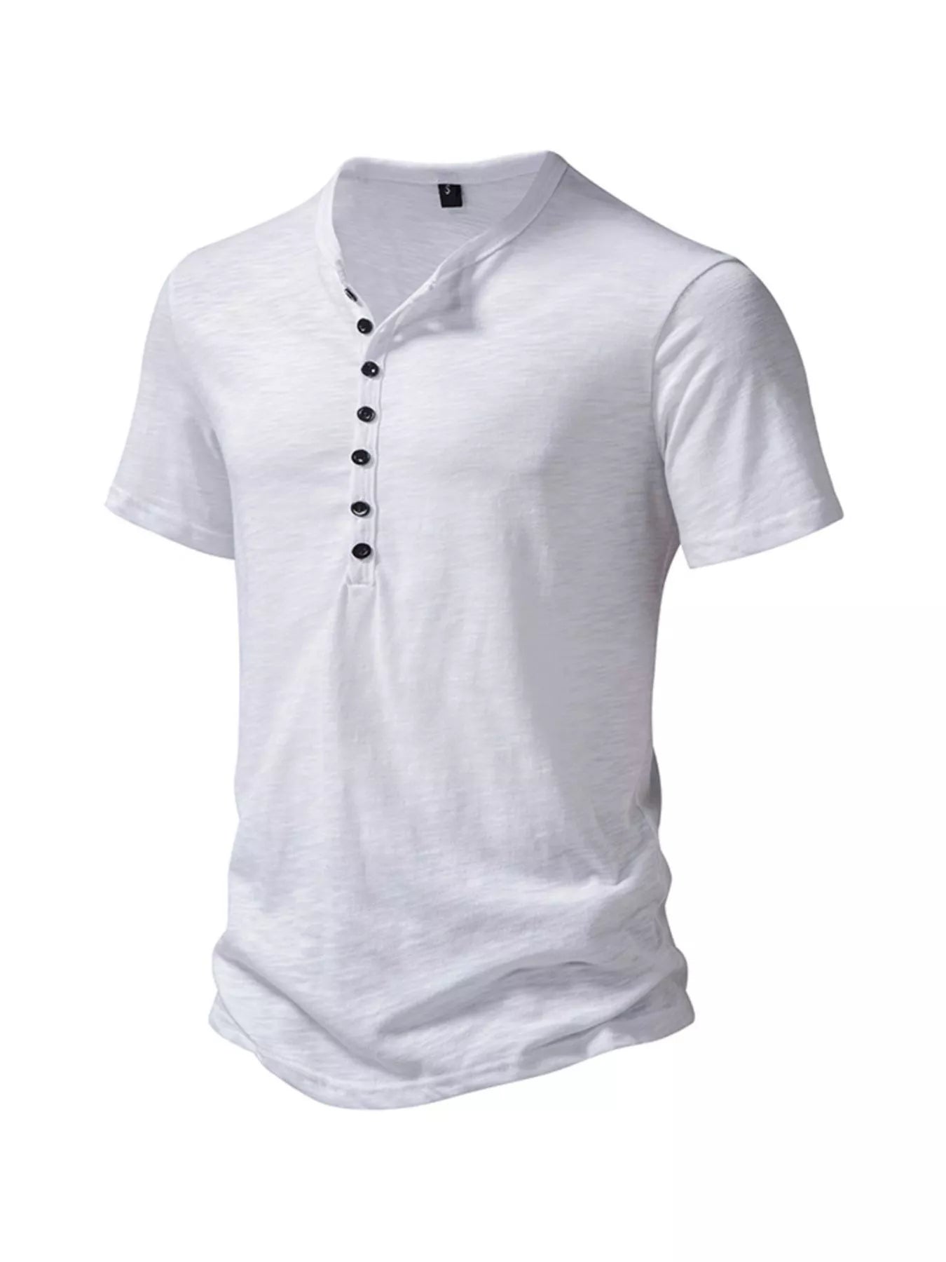 Men's Casual Button Detail Henley T-Shirt - Tigbuls Variety Fashion