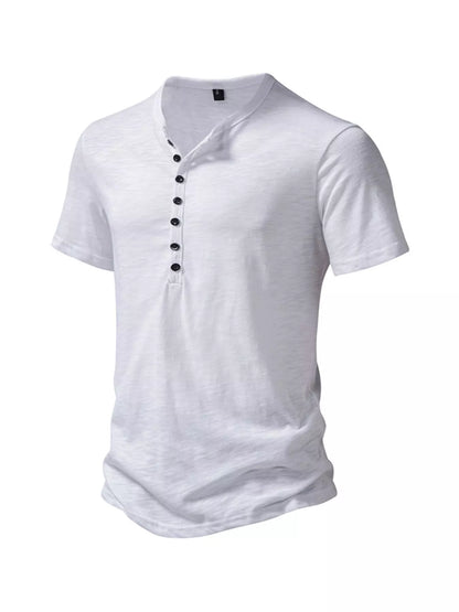 Men's Casual Button Detail Henley T-Shirt - Tigbuls Variety Fashion