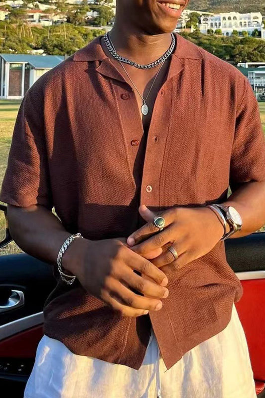 Men's Plus Size Button Down Short Sleeve Shirt - Tigbul's Variety Fashion Shop