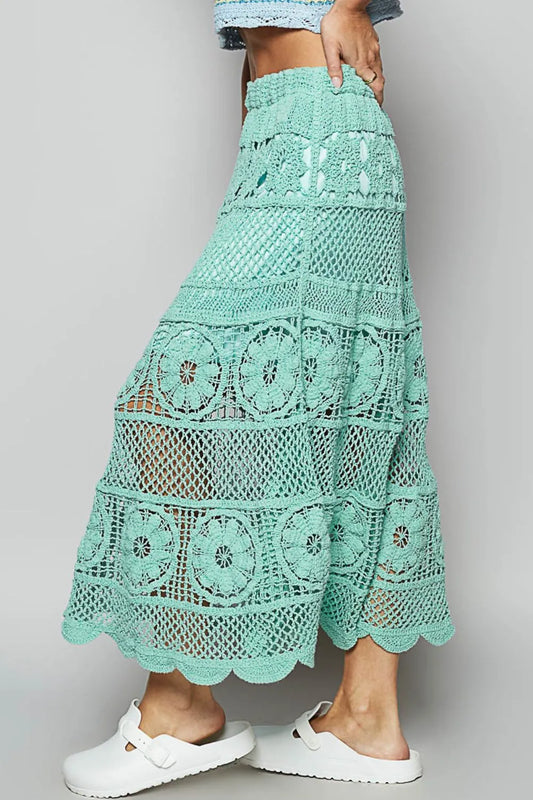 POL Lace Tiered Midi Skirt - Tigbul's Variety Fashion Shop