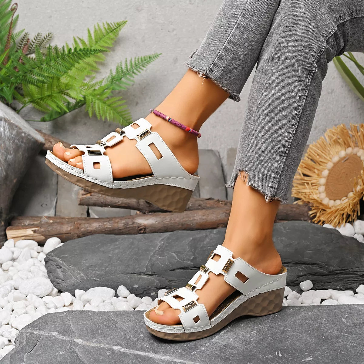 Women's Open Toe Wedge Sandals - Tigbul's Variety Fashion Shop