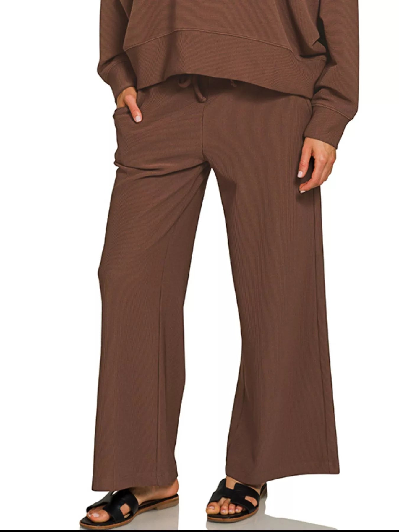 Zenana Ribbed Round Neck Pullover and Drawstring Pants Set - Tigbul's Variety Fashion Shop