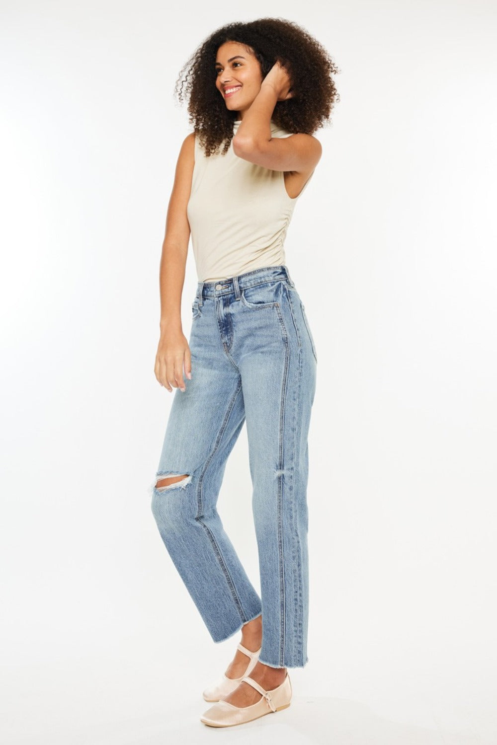 Kancan Ultra High Rise Distressed Straight Jeans - Tigbul's Variety Fashion Shop