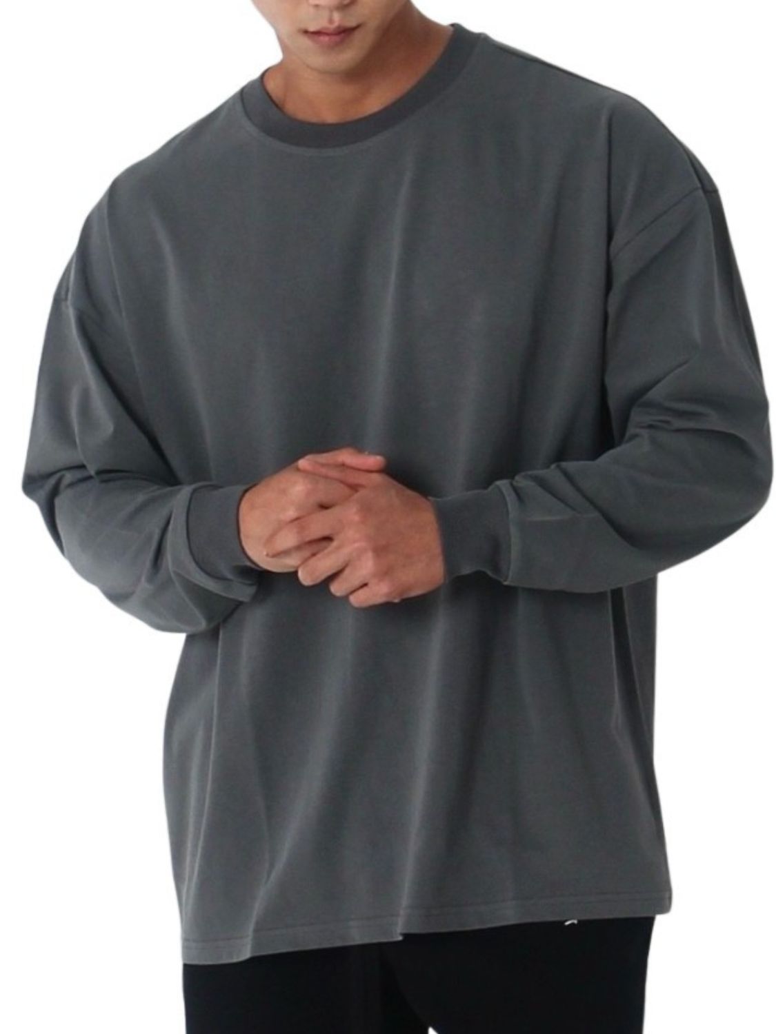 Men's Plus Size Round Neck Long Sleeve T-Shirt - Tigbul's Variety Fashion Shop