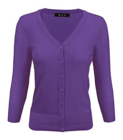 V-Neck Button Down Knit Cardigan Sweater - Tigbul's Variety Fashion Shop