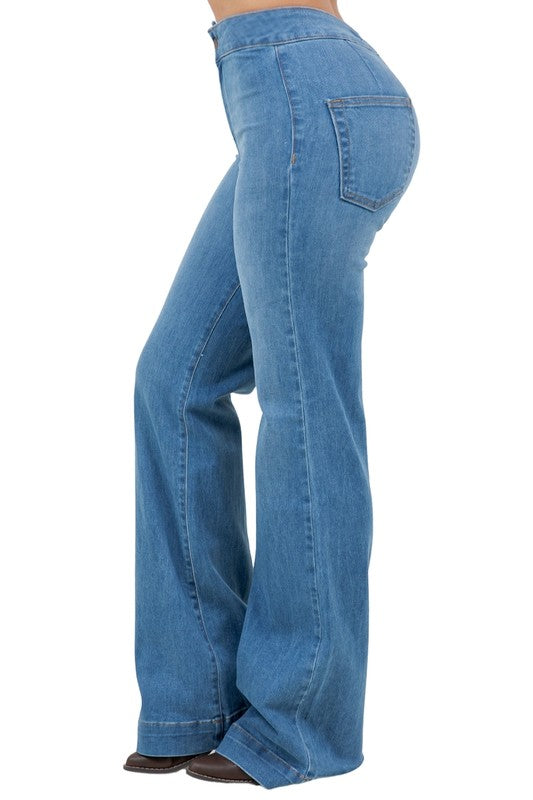 Harley Wide Leg Med Blue- Inseam 32 - Tigbul's Variety Fashion Shop