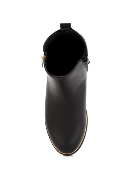 Thorin Metallic Frame Block Heel Boots - Tigbul's Variety Fashion Shop