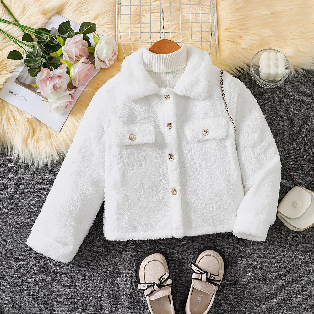 Children's Cozy Faux Shearling Button-Up Outerwear - Tigbuls