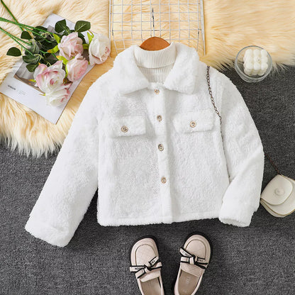 Children's Cozy Faux Shearling Button-Up Outerwear - Tigbuls