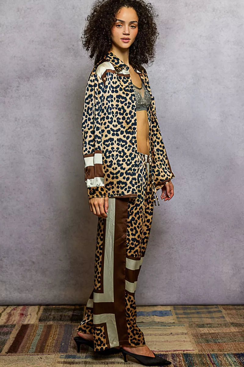 POL Leopard Printed Woven Wide Leg Drawstring Pants - Tigbul's Variety Fashion Shop