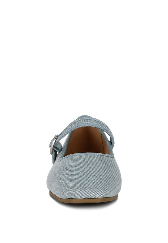 Iker Classic Denim Pin Buckle Ballerinas - Tigbul's Variety Fashion Shop