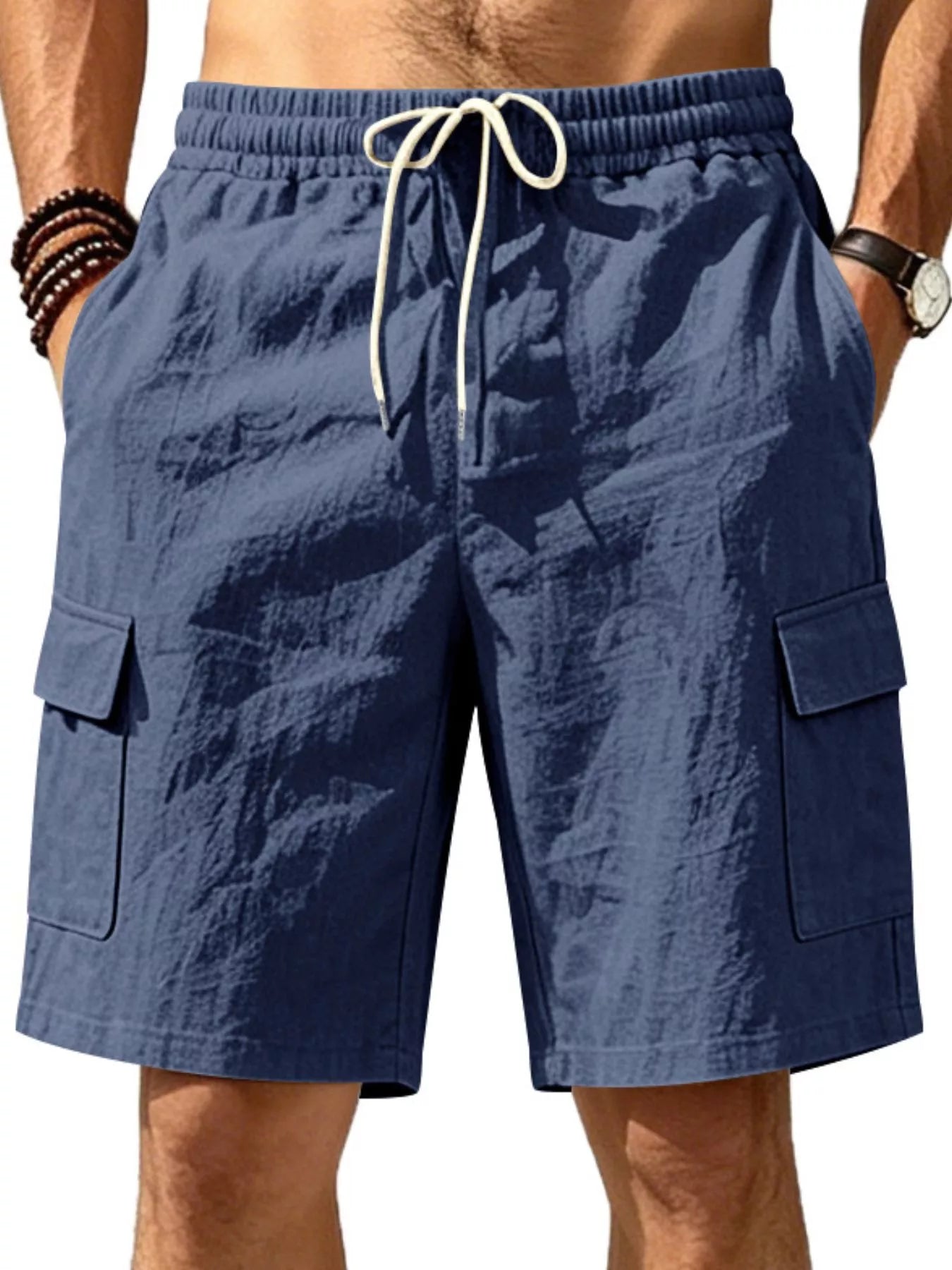 Men's Plus Size Casual Cargo Shorts with Drawstring Waist - Tigbul's Variety Fashion Shop