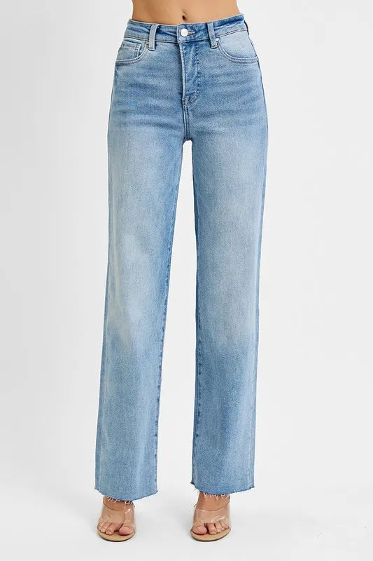 RISEN Tummy Control Rise Straight Jeans - Tigbul's Variety Fashion Shop
