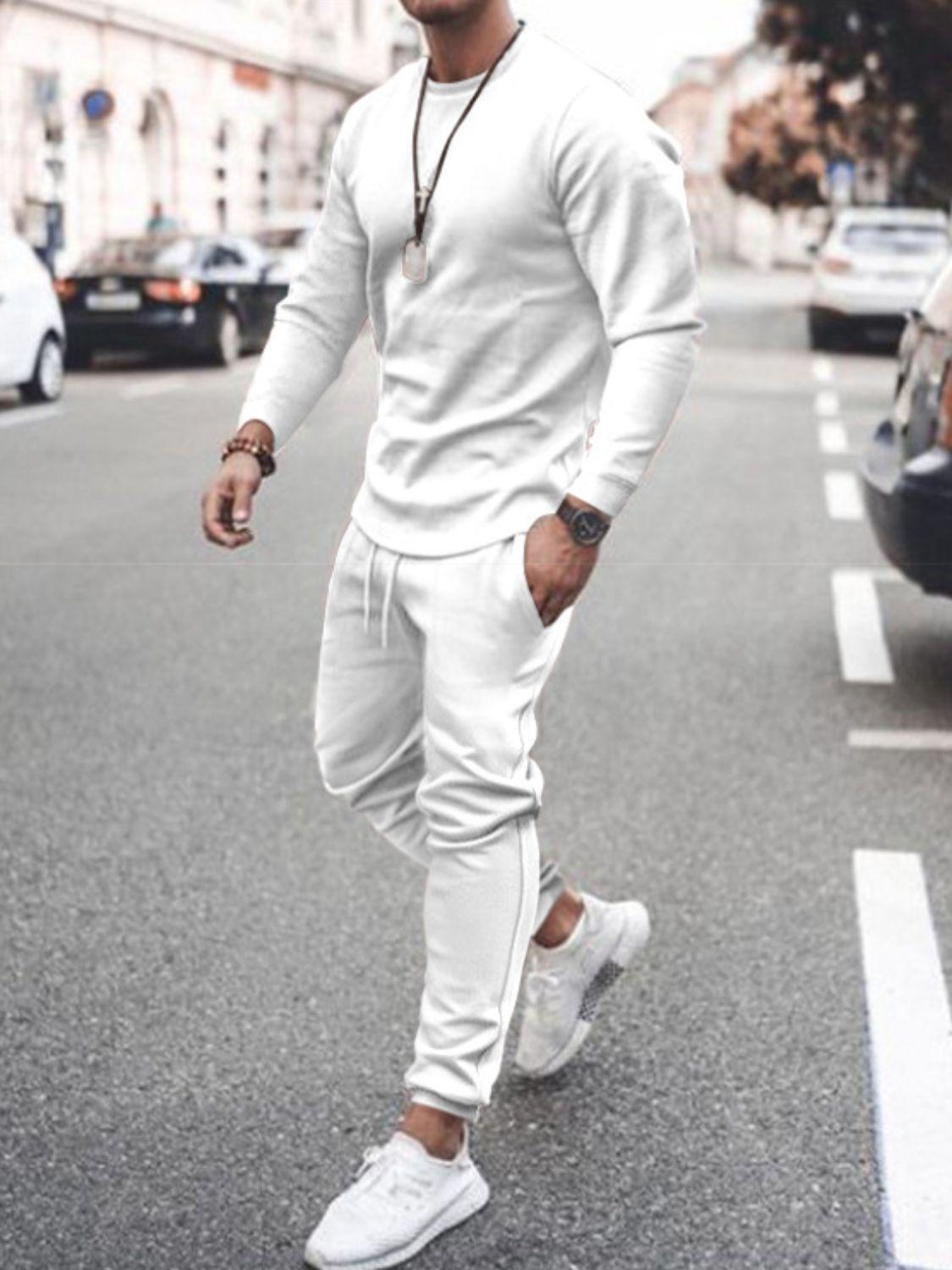 Men's Full Size Round Neck Long Sleeve Top and Pants Set - Tigbul's Variety Fashion Shop