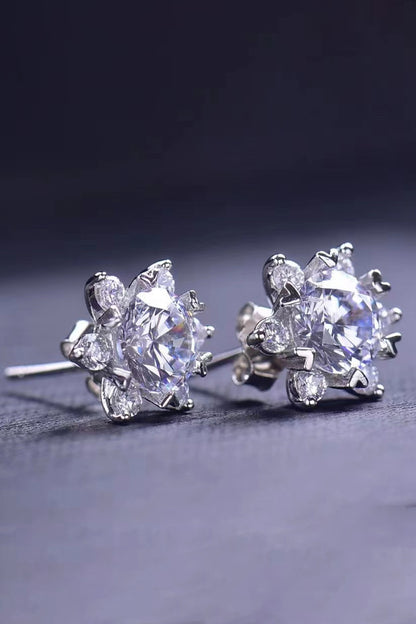 2 Carat Moissanite Floral Stud Earrings - Tigbul's Variety Fashion Shop