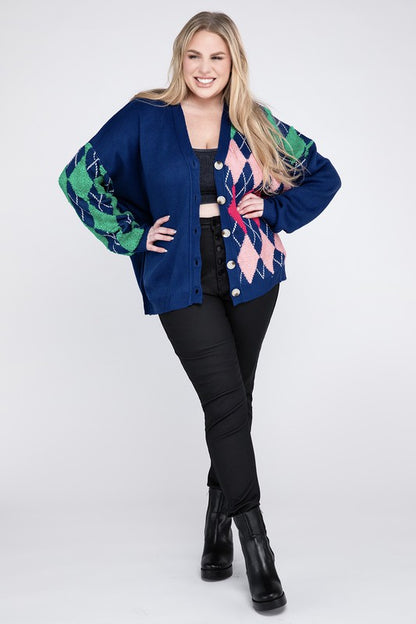 Plus V Neck Button Front Cardigan - Tigbul's Variety Fashion Shop