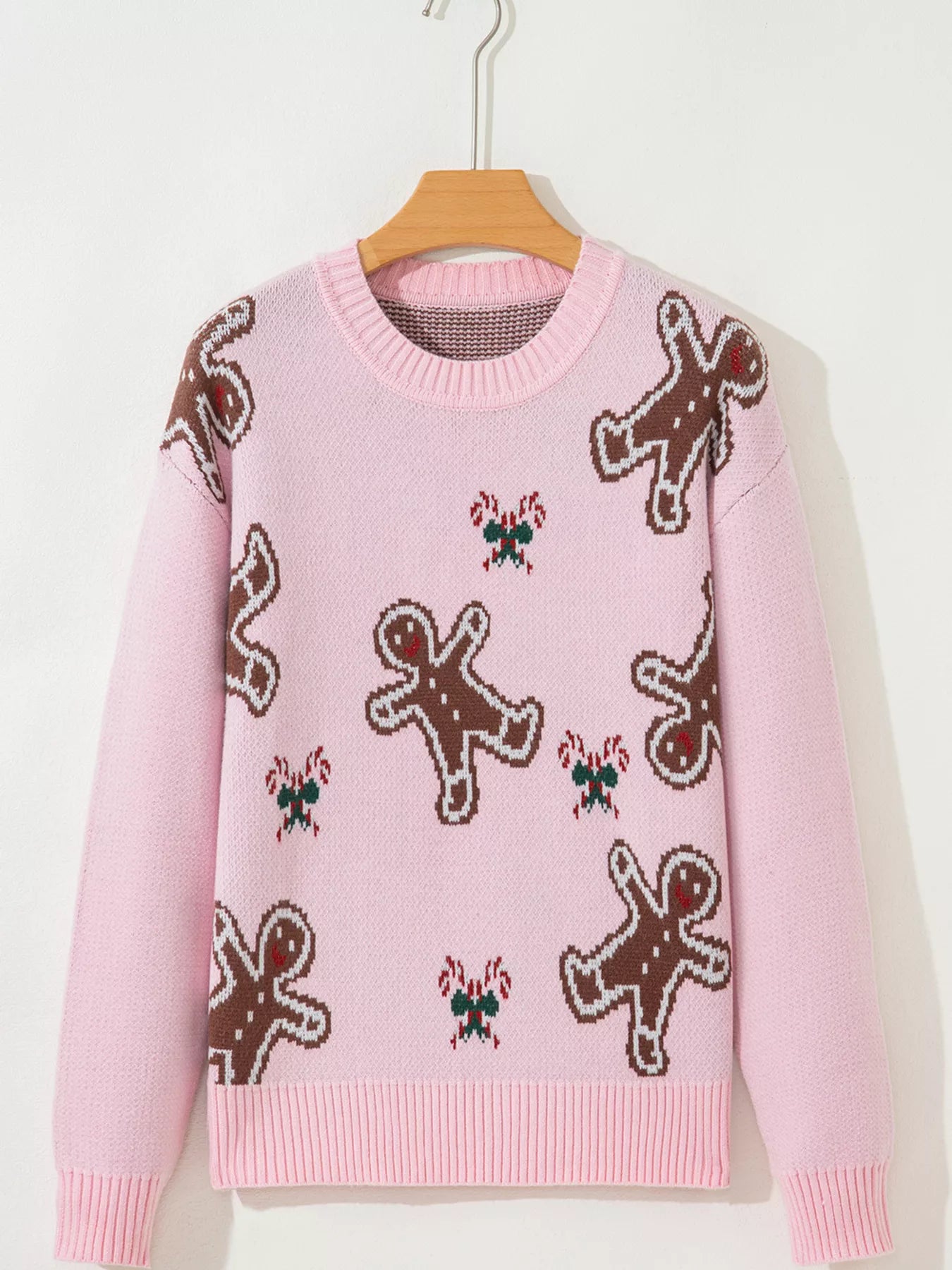 Christmas Ginger Bread Man Round Neck Casual Sweater - Tigbul's Variety Fashion Shop