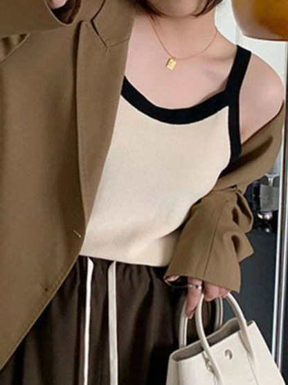 Contrast Trim Cami Top - Tigbul's Variety Fashion Shop