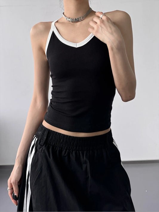 Contrast Trim Cami Top - Tigbul's Variety Fashion Shop