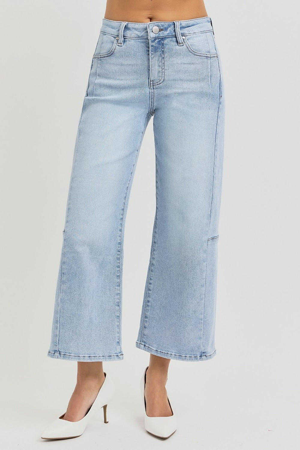 RISEN Full Size High Rise Seamed Detail Wide Leg Crop Jeans - Tigbul's Variety Fashion Shop