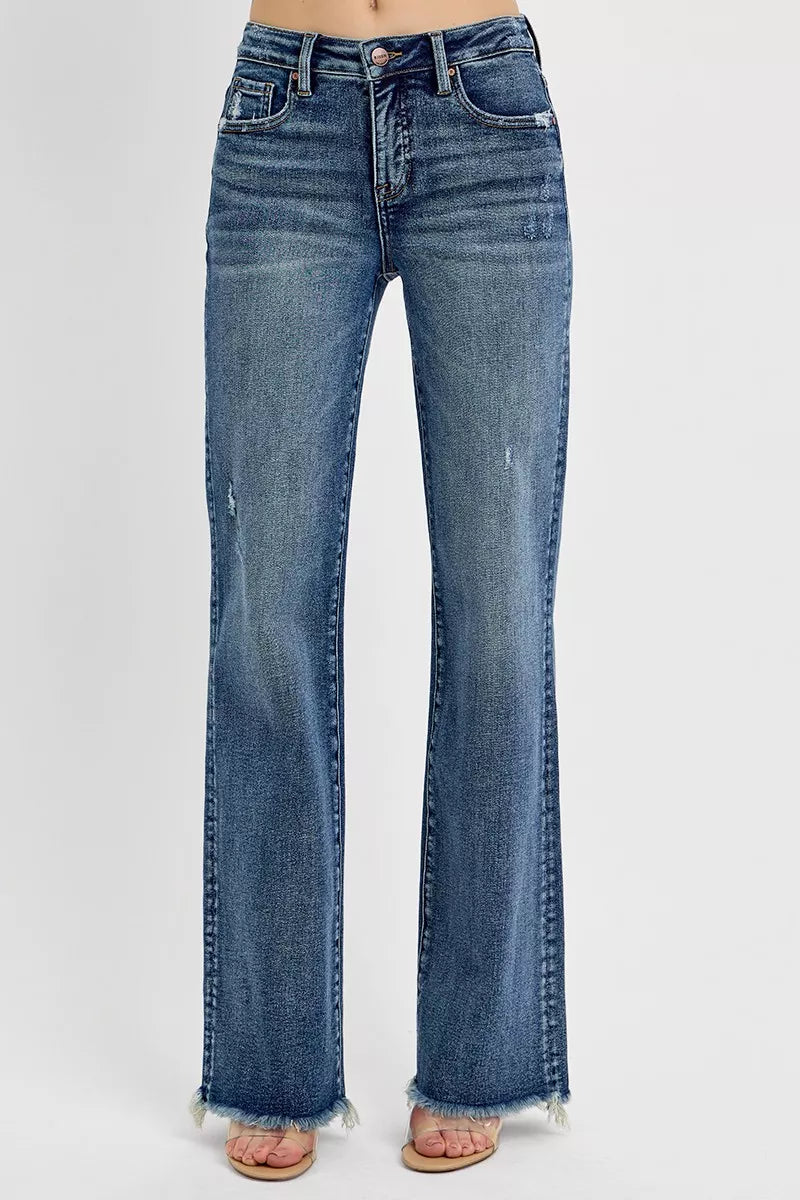 RISEN Full Size Tummy Control High Rise Long Straight Jeans Plus Size - Tigbul's Variety Fashion Shop
