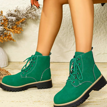 Round Toe Lace Up Boots - Tigbul's Variety Fashion Shop