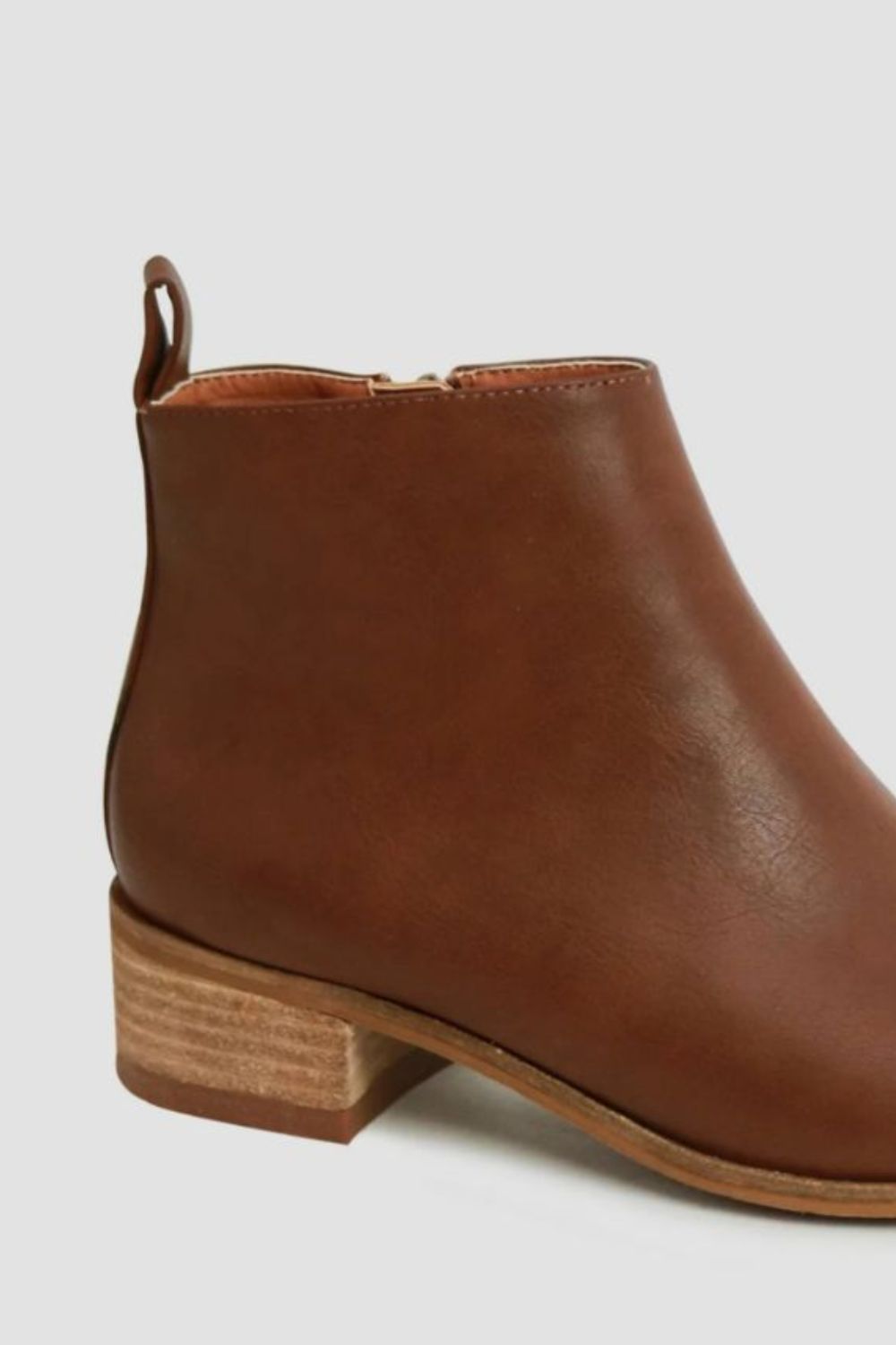 Brown PU Leather Block Heel Boots - Tigbul's Variety Fashion Shop