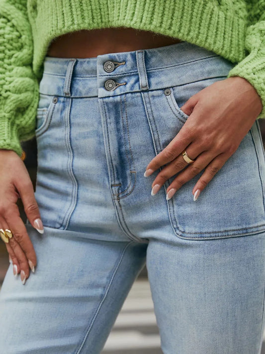 Blue Bootcut Jeans with Pockets - Tigbul's Variety Fashion Shop