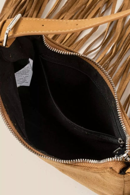 Fame Suede Fringe Crossbody Bag - Tigbul's Variety Fashion Shop