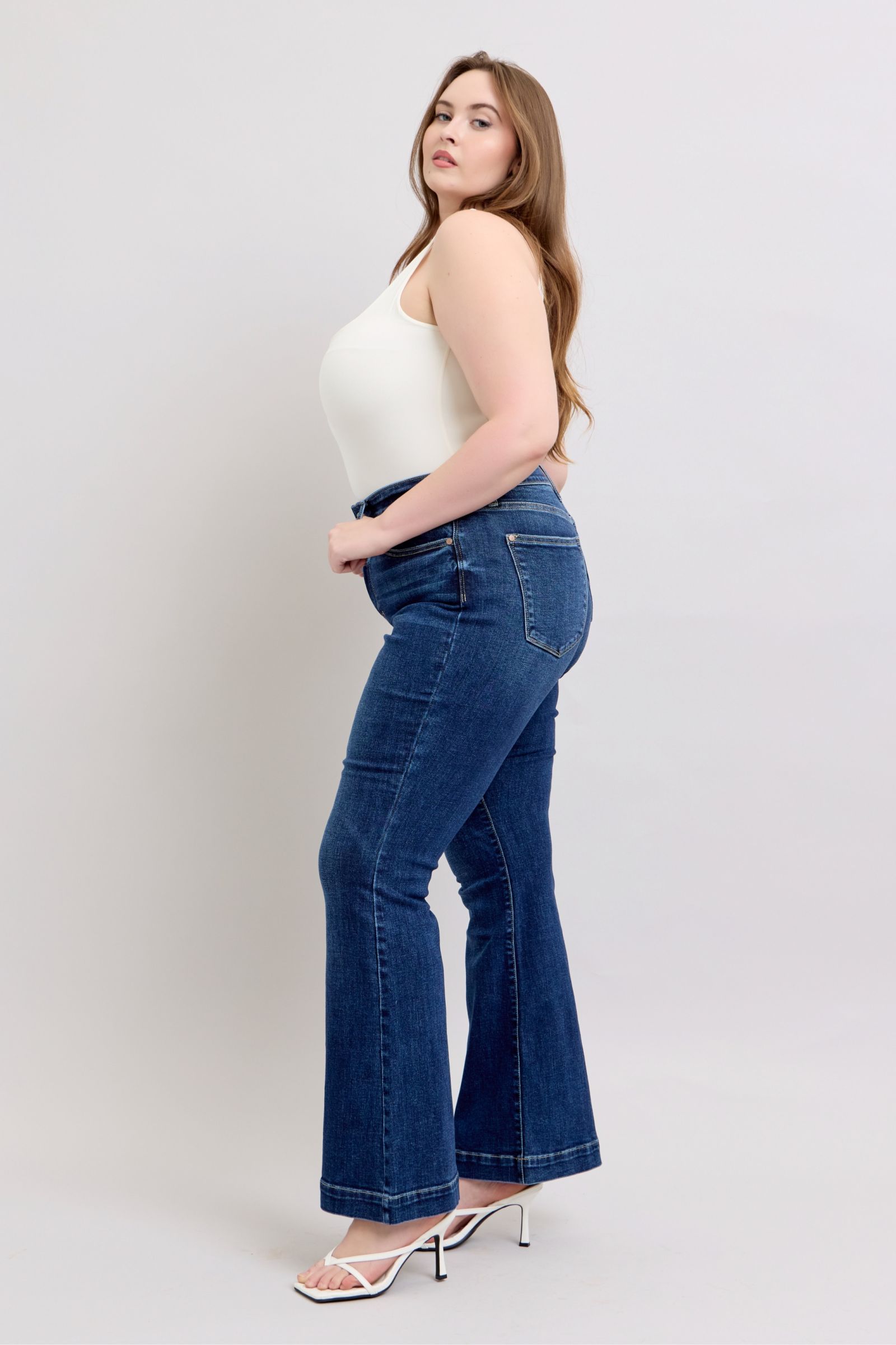 Judy Blue Full Size High Rise Flare Jeans with Pockets Plus Size - Tigbul's Variety Fashion Shop
