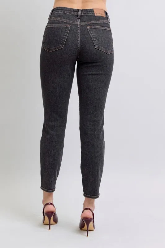 Judy Blue Full Size Midi Rise Tummy Control Slim Jeans Plus Size - Tigbul's Variety Fashion Shop