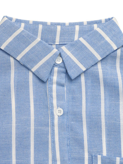 Striped Oversized Button-Down Shirt - Tigbul's Variety Fashion Shop